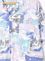 総柄 半袖 オープンカラーシャツ