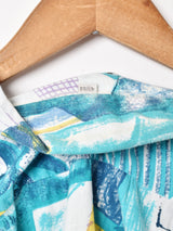 総柄 半袖 オープンカラーシャツ