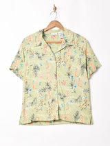 総柄 オープンカラー 半袖シャツ