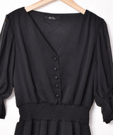 【3色展開】Meridianフリルスリーブ シフォンワンピース