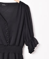 【3色展開】Meridianフリルスリーブ シフォンワンピース