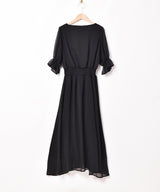 【3色展開】Meridianフリルスリーブ シフォンワンピース