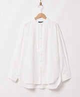 【2色展開】Meridianノーカラー フロントデザイン 長袖シャツ