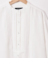 【2色展開】Meridianノーカラー フロントデザイン 長袖シャツ