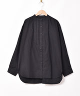 【2色展開】Meridianノーカラー フロントデザイン 長袖シャツ