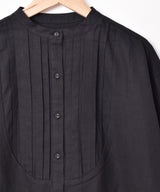 【2色展開】Meridianノーカラー フロントデザイン 長袖シャツ