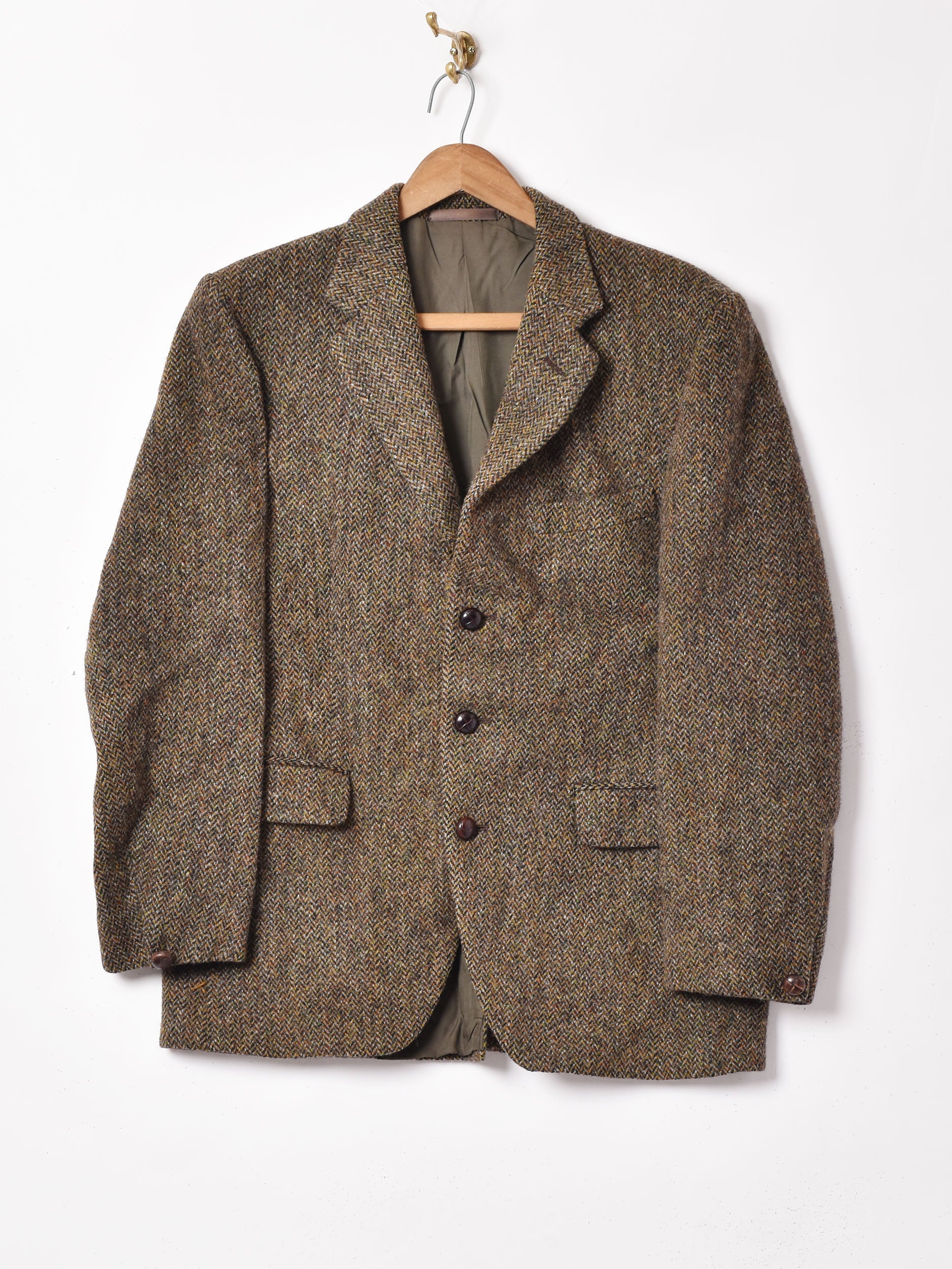 Dunn\u0026Co × Harris Tweed 2Bジャケット くるみボタン