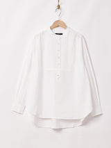 【2色展開】Meridianノーカラー ピンタック 長袖シャツ