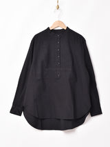 【2色展開】Meridianノーカラー ピンタック 長袖シャツ