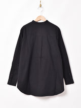 【2色展開】Meridianノーカラー ピンタック 長袖シャツ