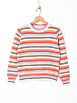 Elcaminoマルチボーダー リブニットトップス