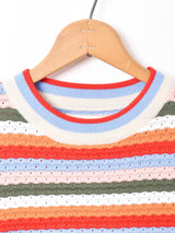 Elcaminoマルチボーダー リブニットトップス