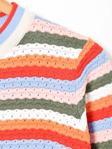 Elcaminoマルチボーダー リブニットトップス