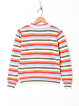 Elcaminoマルチボーダー リブニットトップス