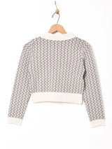 【3色展開】Meridianストライプ 総柄 長袖ニットポロシャツ