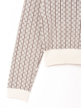 【3色展開】Meridianストライプ 総柄 長袖ニットポロシャツ