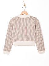 【3色展開】Meridianストライプ 総柄 長袖ニットポロシャツ