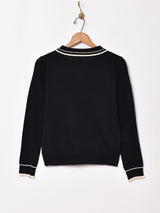 【2色展開】Elcaminoダブルボタン 長袖ニットポロシャツ