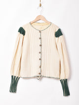 チロルカーディガン アイボリー×グリーン