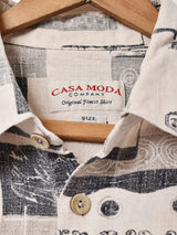 総柄 リネンシャツ