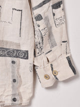 総柄 リネンシャツ