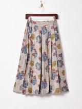 ワイドプリーツ 花柄スカート