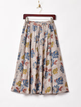 ワイドプリーツ 花柄スカート