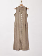 フロントオープン スリーブレスワンピース