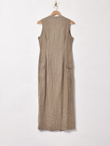 フロントオープン スリーブレスワンピース