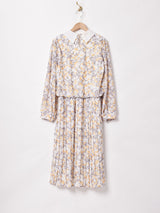 イングランド製 ボウタイ 花柄 長袖ワンピース