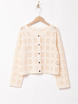 Meridian フラワー クロシェカーディガン