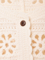 Meridian フラワー クロシェカーディガン