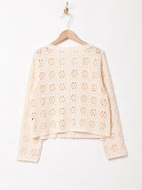 Meridian フラワー クロシェカーディガン