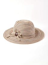 リボン付き ストライプ ペーパーストローハット