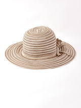 リボン付き ストライプ ペーパーストローハット