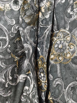 総柄 7分袖 シルクシャツ