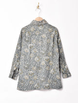 総柄 7分袖 シルクシャツ