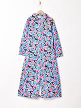 花柄 キルティング ロングコート