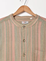 バンドカラー ストライプ 長袖シャツ