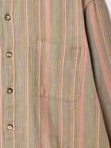 バンドカラー ストライプ 長袖シャツ