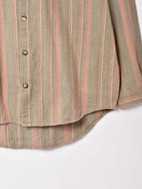 バンドカラー ストライプ 長袖シャツ