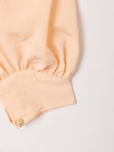 フランス製 レースデザイン ラウンドカラー 長袖ブラウス