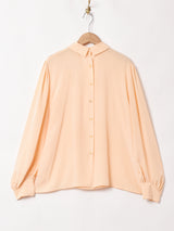 フランス製 レースデザイン ラウンドカラー 長袖ブラウス