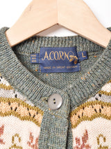 フォックス 花柄 ウールカーディガン