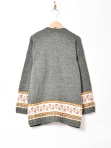 フォックス 花柄 ウールカーディガン