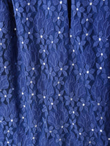 レース×シースルー スタンドカラー ベルト付き長袖ワンピース