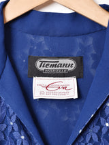 レース×シースルー スタンドカラー ベルト付き長袖ワンピース