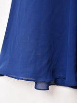 レース×シースルー スタンドカラー ベルト付き長袖ワンピース