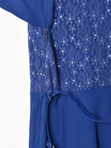 レース×シースルー スタンドカラー ベルト付き長袖ワンピース