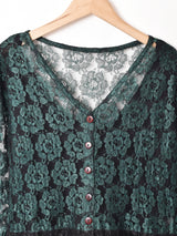 総レース バイカラー 長袖 ティアードワンピース